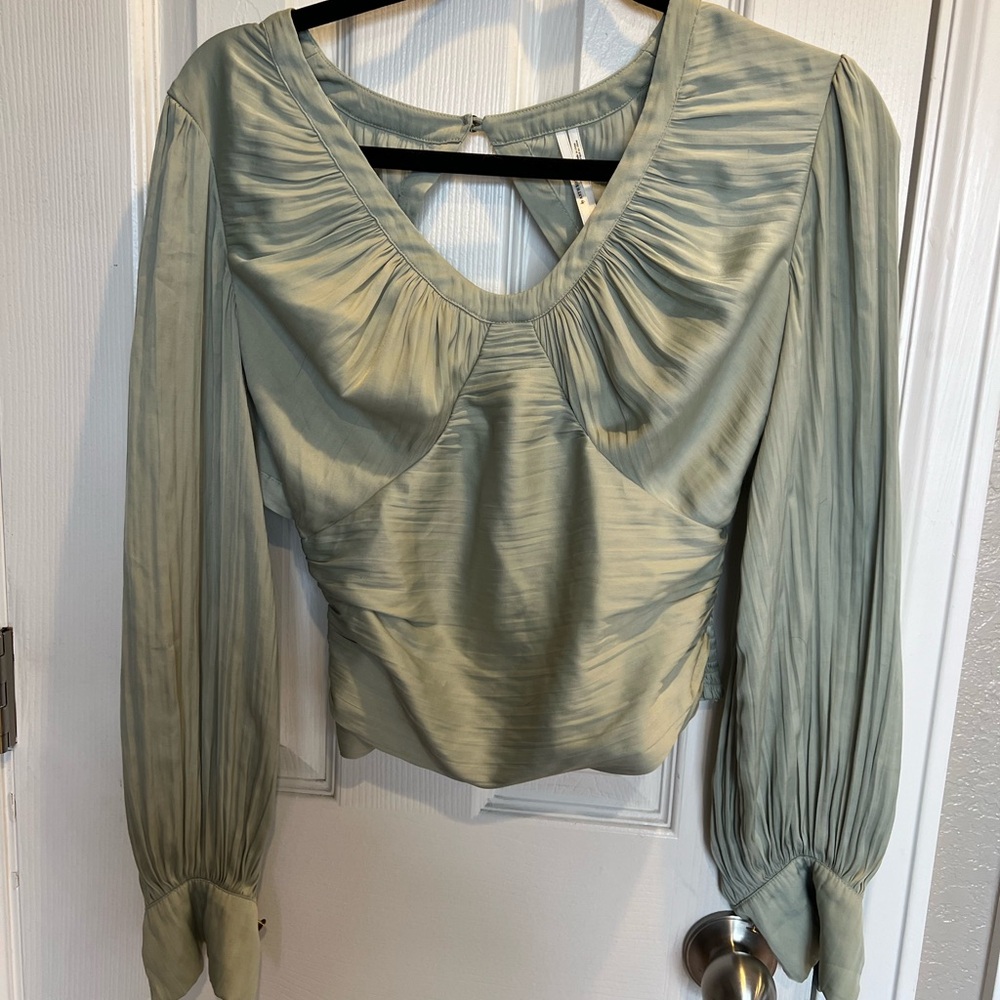 Anthropologie Women’s Blouson -Sleeve Blouse Mint Sz Xs